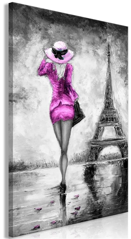 Quadro Parisian Woman (1 Part) Vertical Pink  Colore Rosa, Dimensioni e Misure 40x60