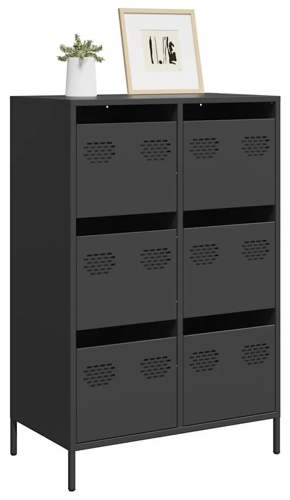 Credenza Nera 68x39x101,5 Cm İn Acciaio /