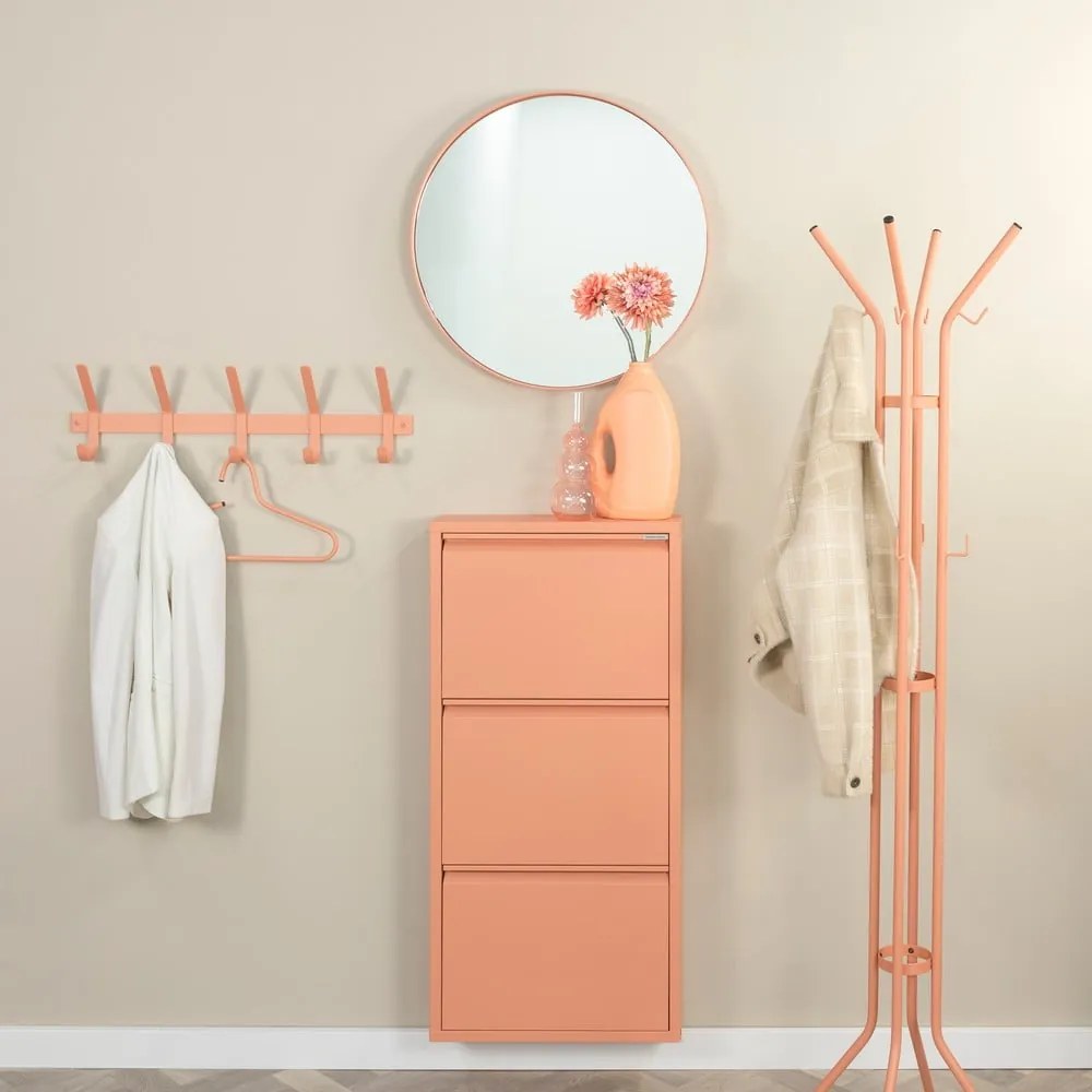 Scarpiera color salmone in metallo con ante ribaltabili 50x103x15 cm Billy – Spinder Design