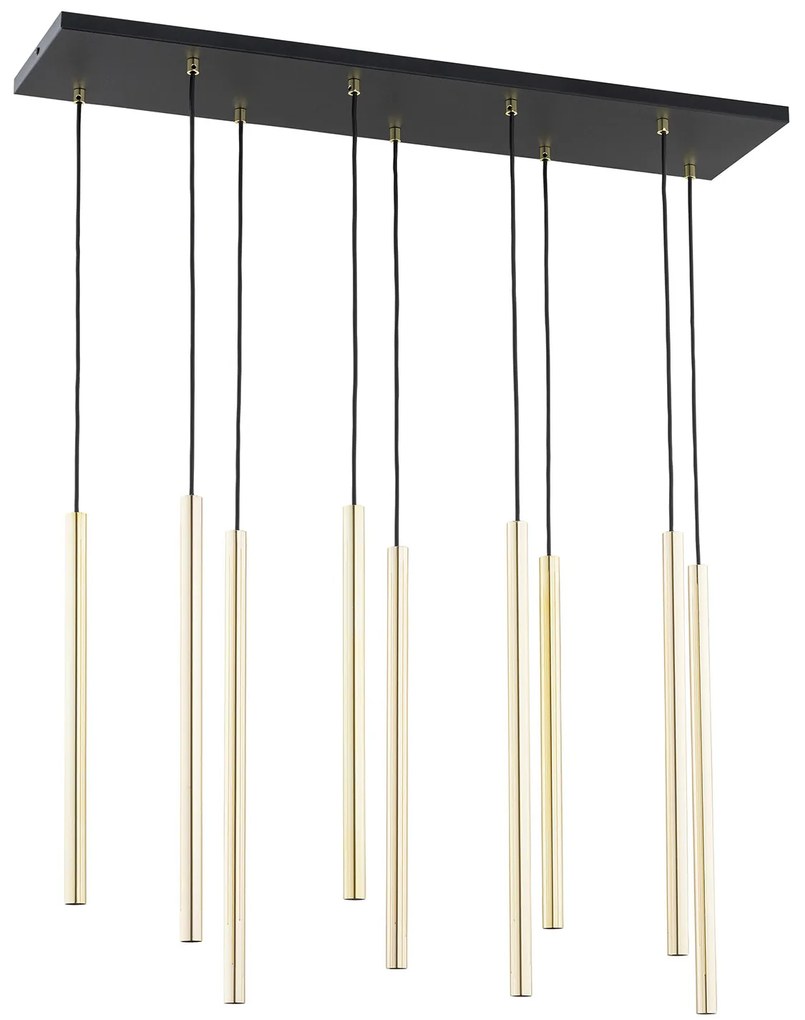 Sospensione Contemporanea In Acciaio 9 Luci Shu Nero E Oro