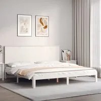 Giroletto con Testiera Bianco 200x200 cm in Legno Massellocod mxl 69577