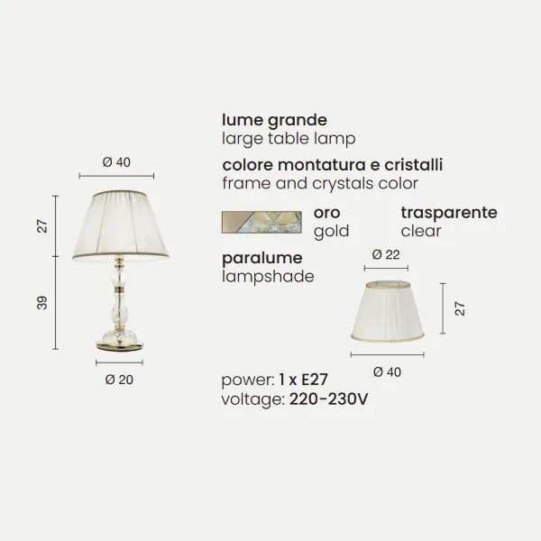 Lampada da tavolo 40x66 cm MARIATERESA in vetro intrecciato