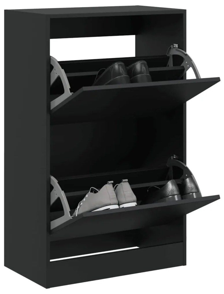 Scarpiera Nera 60x34x96,5 Cm İn Legno Multistrato /