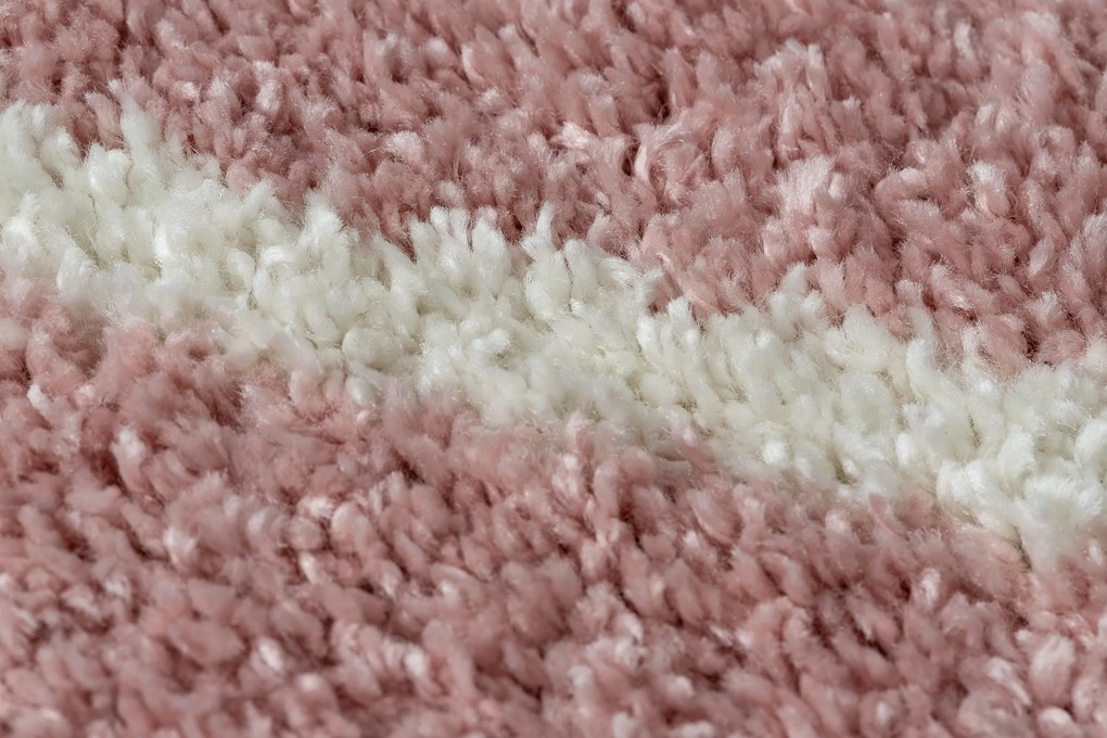 Tappeto BERBER TROIK A0010 cerchio rosa / bianco Frange berbero marocchino shaggy