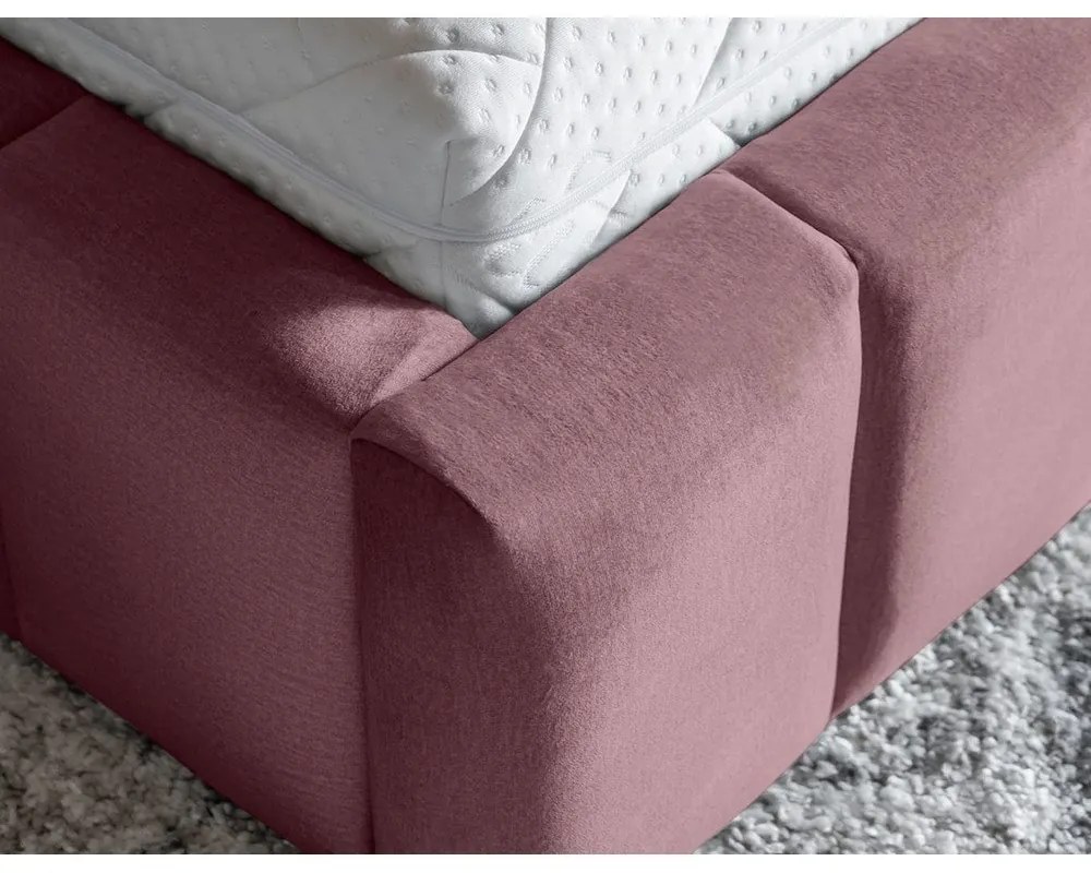 Letto matrimoniale imbottito rosa con contenitore e rete inclusi 180x200 cm Lamica – ELTAP