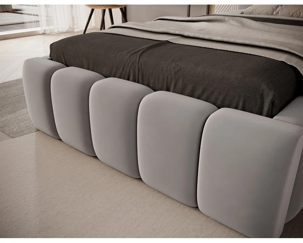 Letto singolo imbottito grigio con contenitore con rete inclusa 90x200 cm Lamica – ELTAP