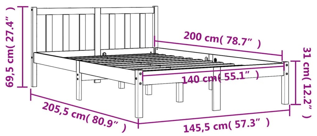 Giroletto Marrone Cera 140x200 cm in Legno Massello di Pino