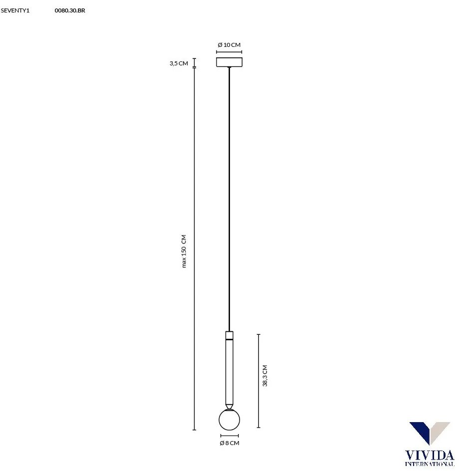 Seventy sospensione 1 luce marrone ossidato 1x2w+1x4w 3000k