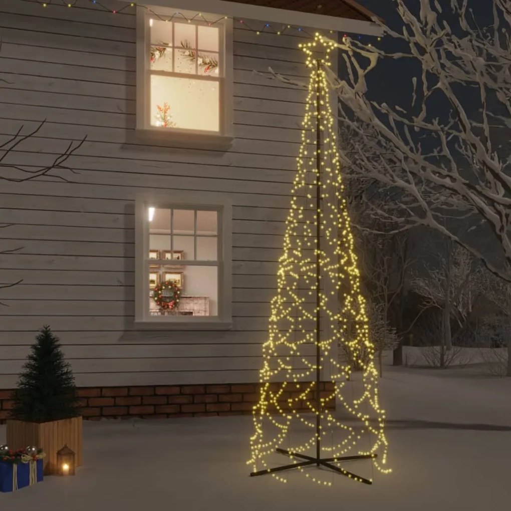 Albero di Natale a Cono con LED Bianco Caldo e Freddo, Albero di Natale a Cono Bianco Caldo 500 LED 100x300 cm