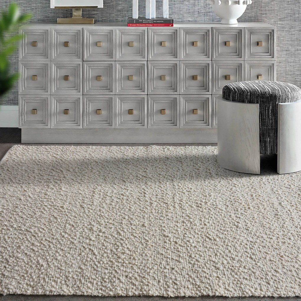 RUFUS - tappeto in lana avorio con decoro