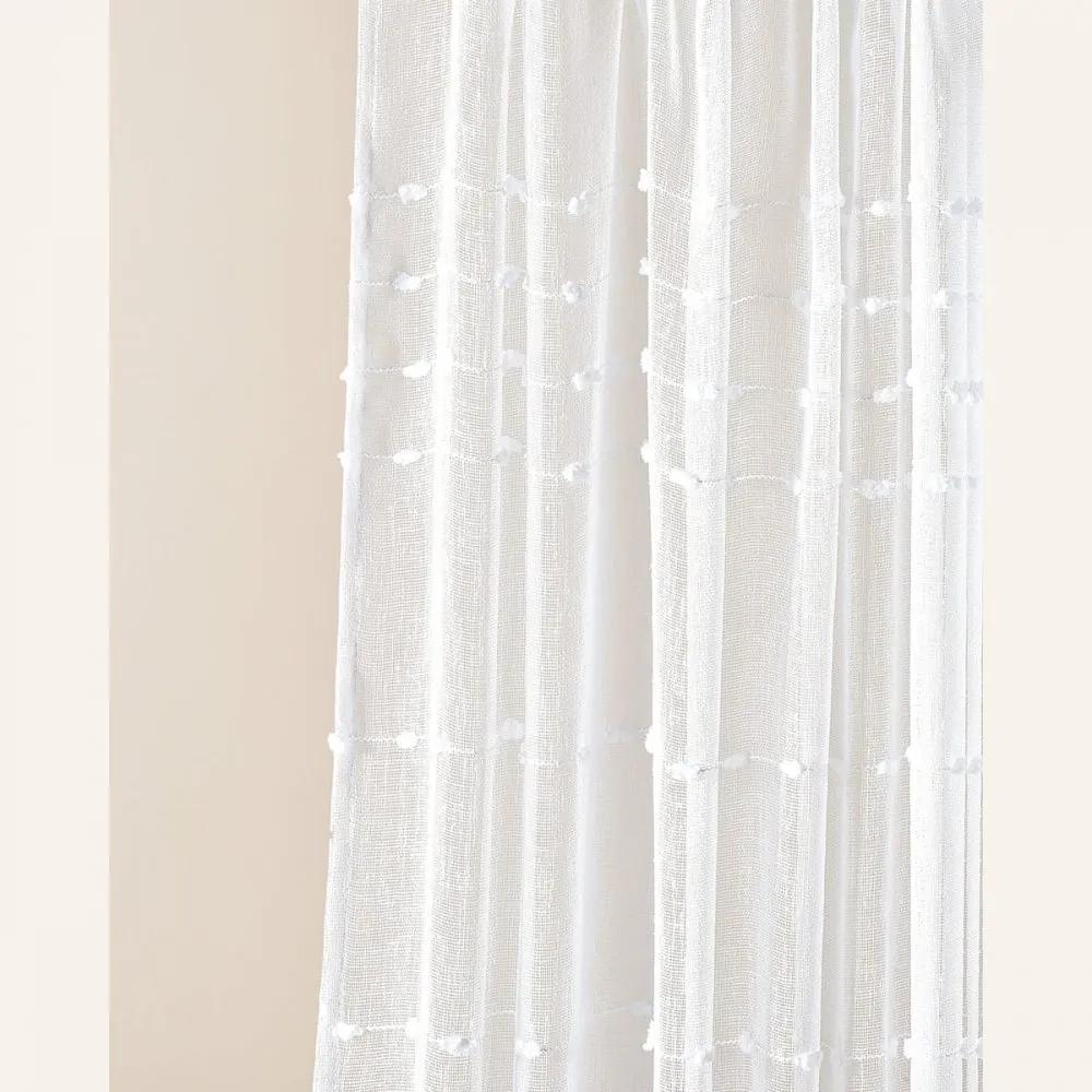 Tenda bianca di alta qualità  Marisa  con occhielli argentati 140 x 260 cm