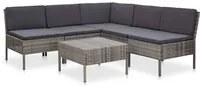 Set Divani da Giardino 6 pz con Cuscini in Polyrattan Grigio cod mxl 35790