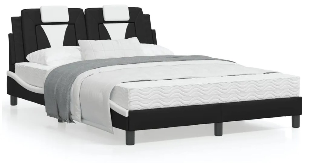 Giroletto Con Testiera Nero E Bianco 140x200 Cm İn Similpelle /