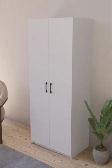 Armadio Guardaroba 74x45x182 Con Barra Appendiabiti Brando Bianco