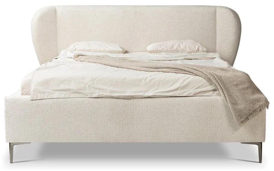 Letto matrimoniale imbottito beige con rete inclusa 180x200 cm Makana – Makamii