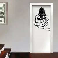 PISTOL - Adesivo murale wall sticker in vinile 55x80 cm Colore: nero