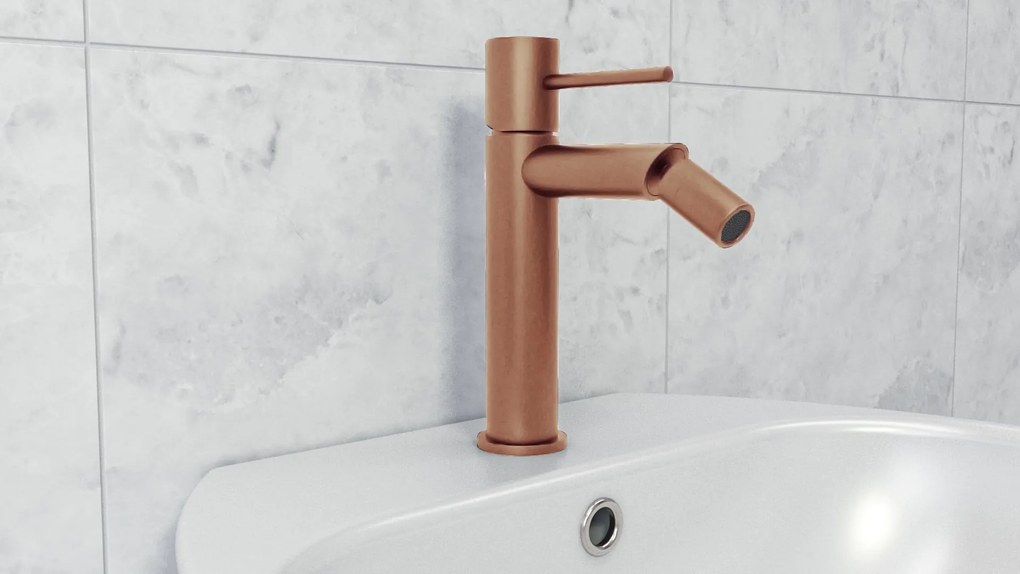 Rubinetto miscelatore bidet monocomando senza scarico in ottone oro rosa spazzolato Memo