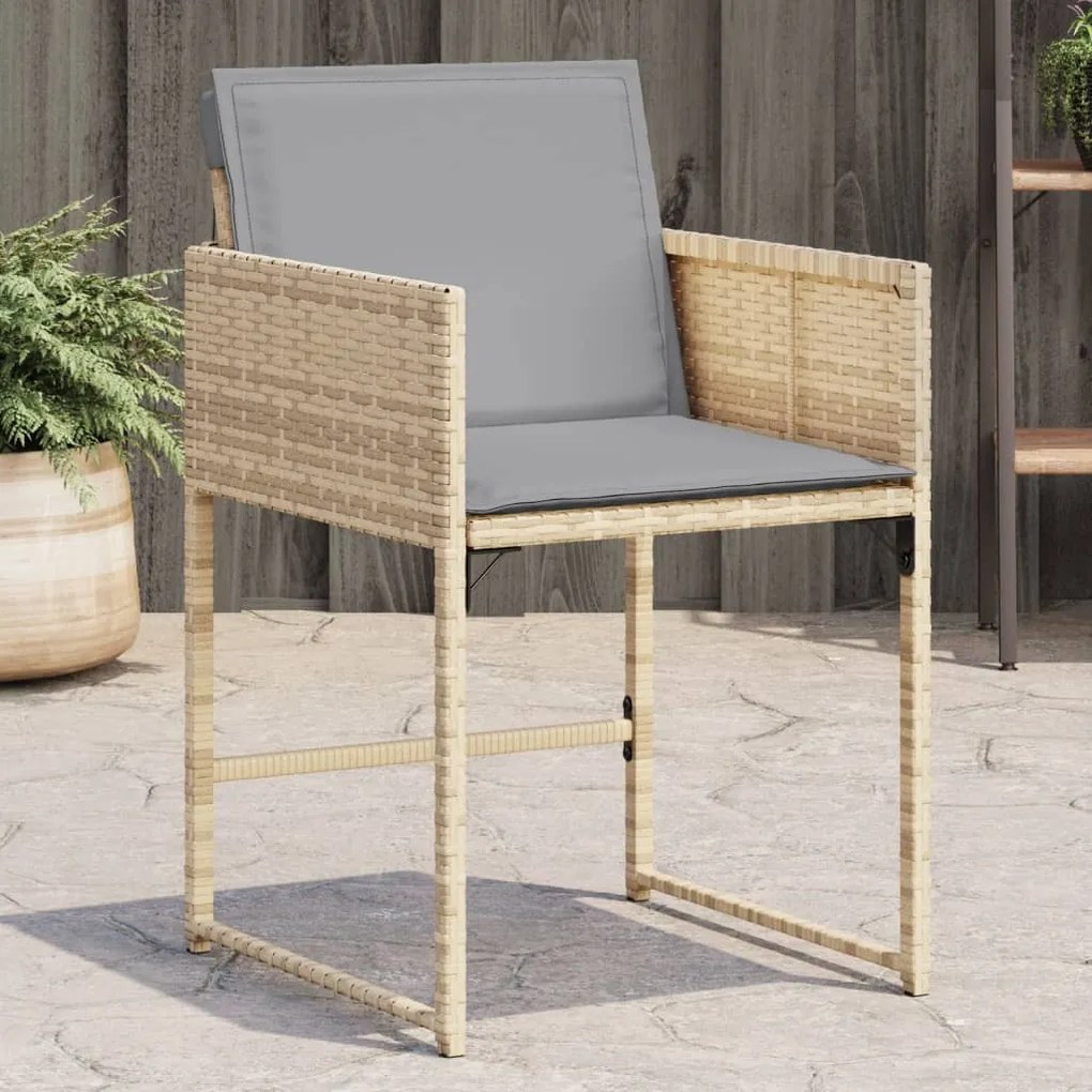 Sedie da giardino con cuscini 4 pz beige misto in polyrattan