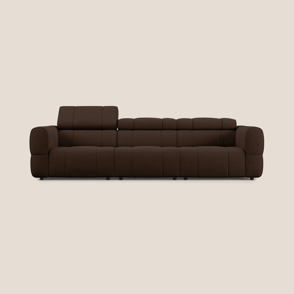 Giotto Divano modulare a 3 sedute con opzione relax elettrico in microfibra effetto velluto impermeabile T09
