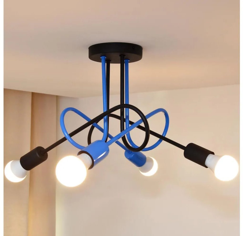 Lampadario a plafone OXFORD 4xE27/15W/230V nero/blu