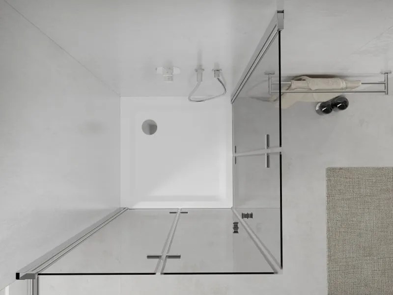 Mexen Lima Duo cabina doccia pieghevole 90 x 90 cm, trasparente, cromo + piatto Flat - 856-090-090-01-02-4010