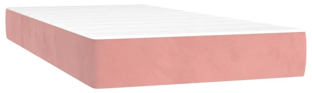 Giroletto a molle con materasso rosa 90x200 cm in velluto