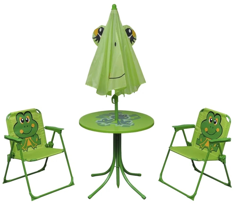 Set da bistrot da giardino per bambini con ombrellone verde