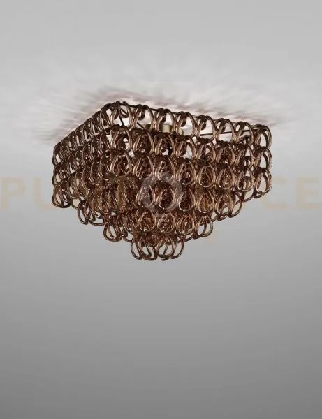 Giogali lampadadario a soffitto 65q cristallo quadrato rame e bronz...