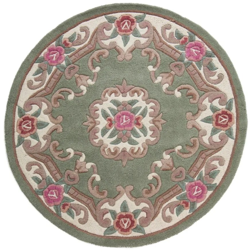Tappeto rotondo in lana verde ø 120 cm - Flair Rugs