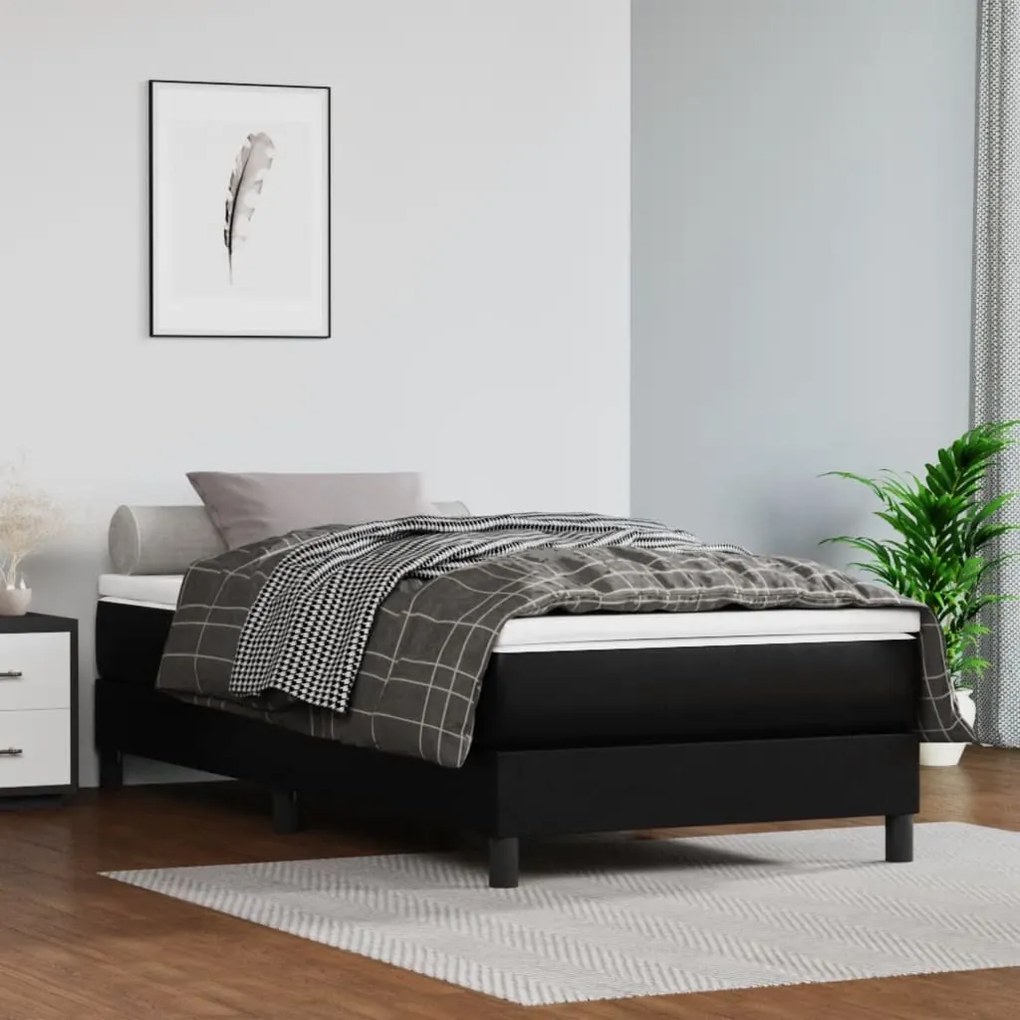 Giroletto A Molle Con Materasso Nero 80x200 Cm İn Similpelle /