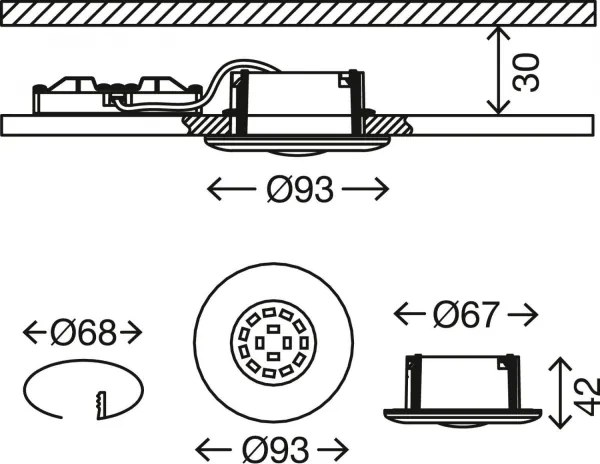 Briloner 7227-018-LED Plafoniera da incasso per bagno LED/5W/230V IP65, finitura cromo opaco