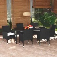 Set da Pranzo per Giardino 7 pz con Cuscini Polyrattan Nerocod mxl 69433