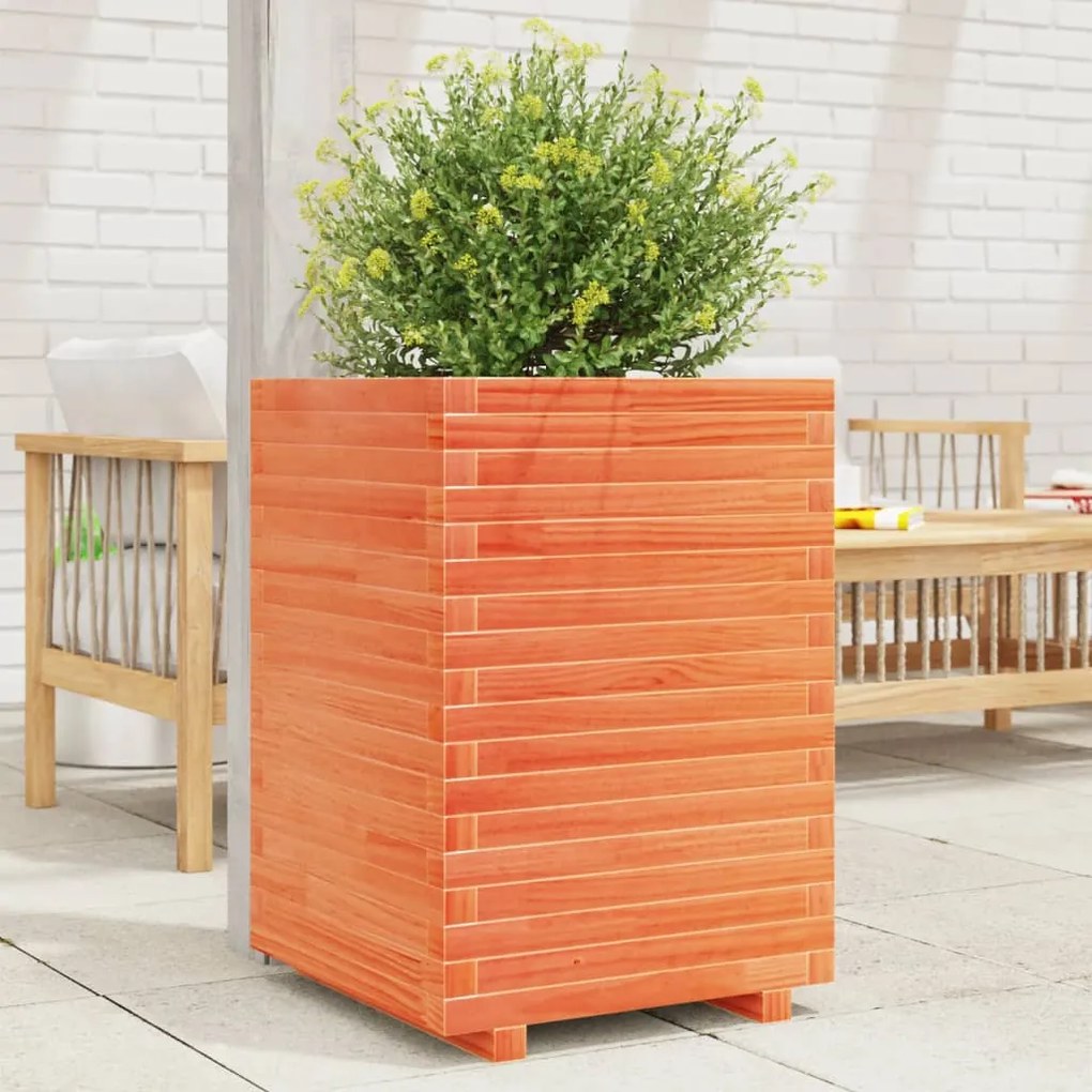 Fioriera Giardino Marrone Cera 50x50x72 Cm Legno Massello Pino /