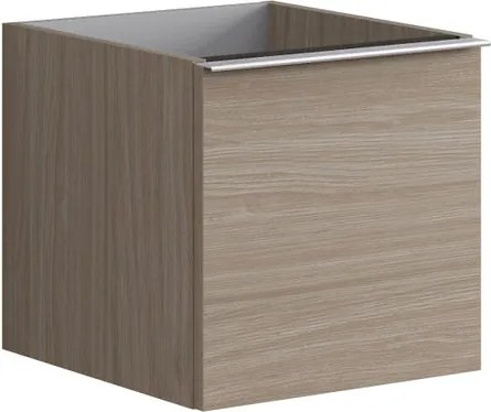 Cassettiera Pixel con 2 cassetti (1 interno) frontale Plain olmo Rousseau e maniglia alluminio brillante L.40 H.40 P.45,5 cm.