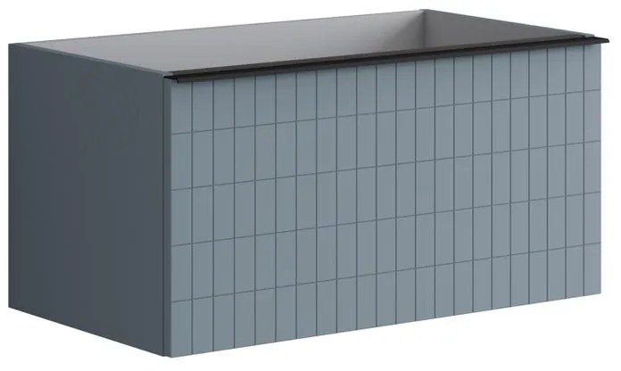 Mobile da bagno sotto lavabo Pixel grid laccato opaco indaco e maniglia alluminio nero L 80 x H 40 x P 45.5 cm 2 cassetti, lavabo non incluso