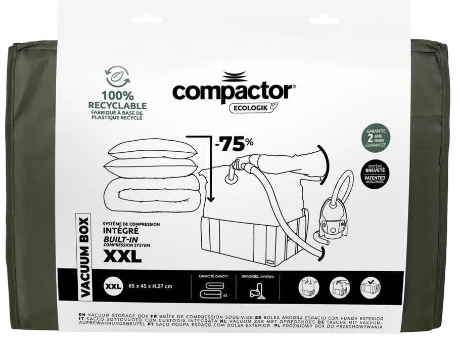 Organizer per vestiti sottovuoto in tessuto 65x45x27 cm Ecologik – Compactor