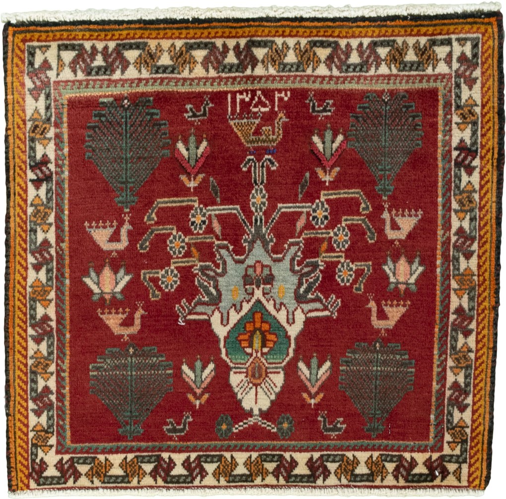 Shiraz Tappeto persiano 60x60 Rosso (Iran) Annodato A Mano