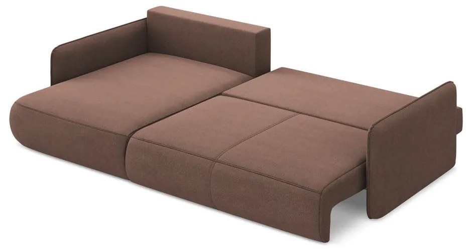 Divano angolare rosa allungabile/con contenitore (con penisola a sinistra) Nanea – Makamii