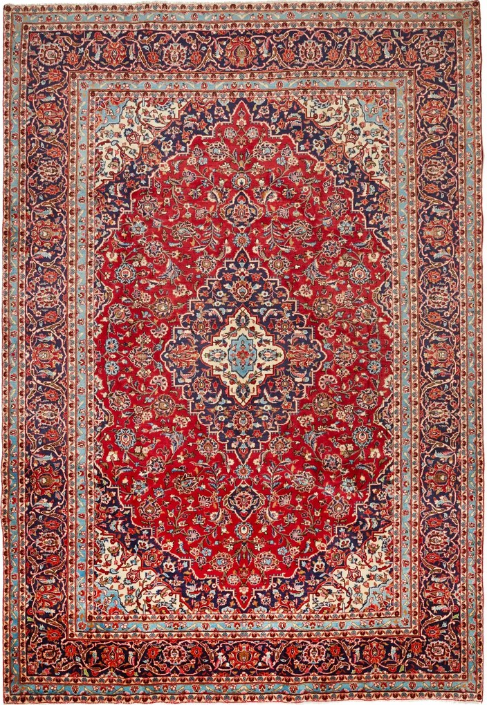 Kashan Tappeto 250 x 360 Rosso (Iran) Annodato A Mano