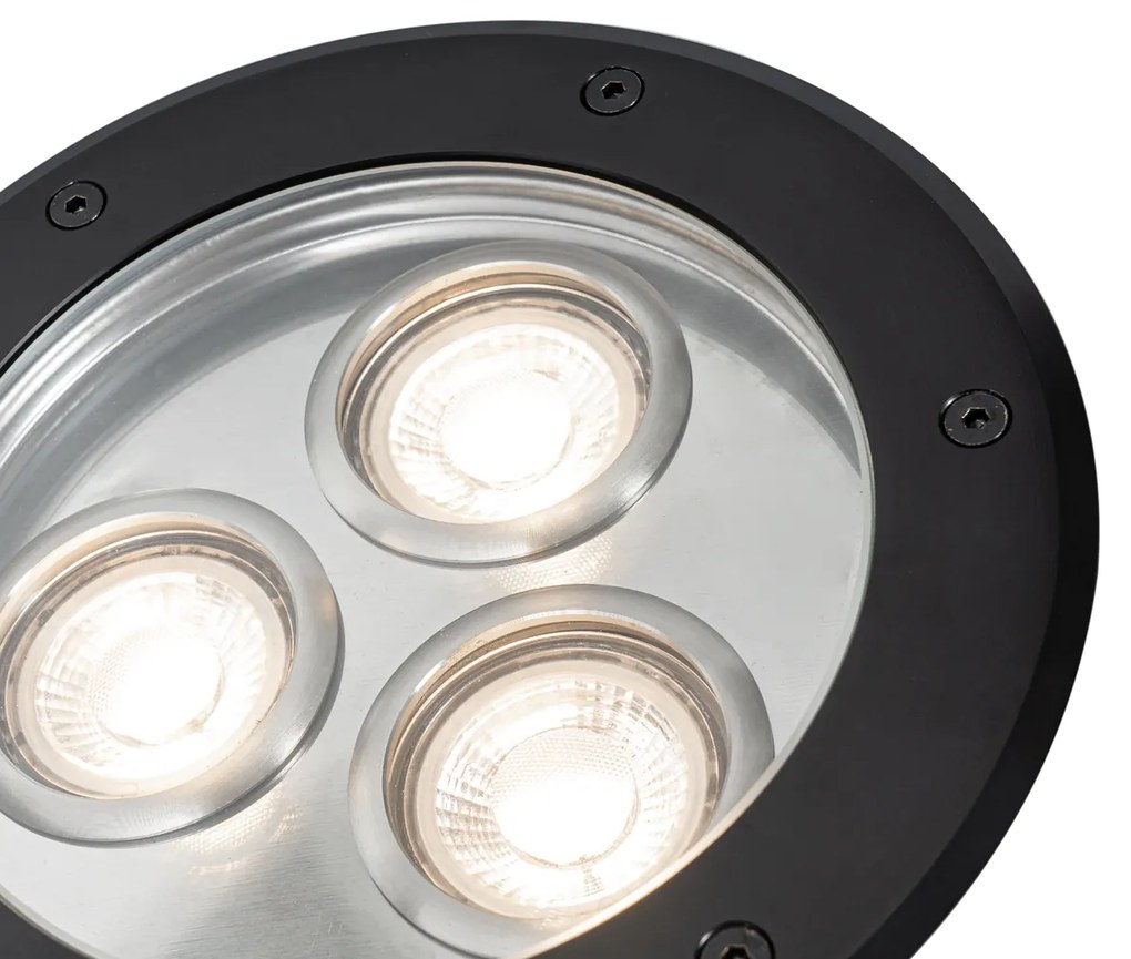 Faretto da terra moderno nero 3 luci IP65 - Tribus