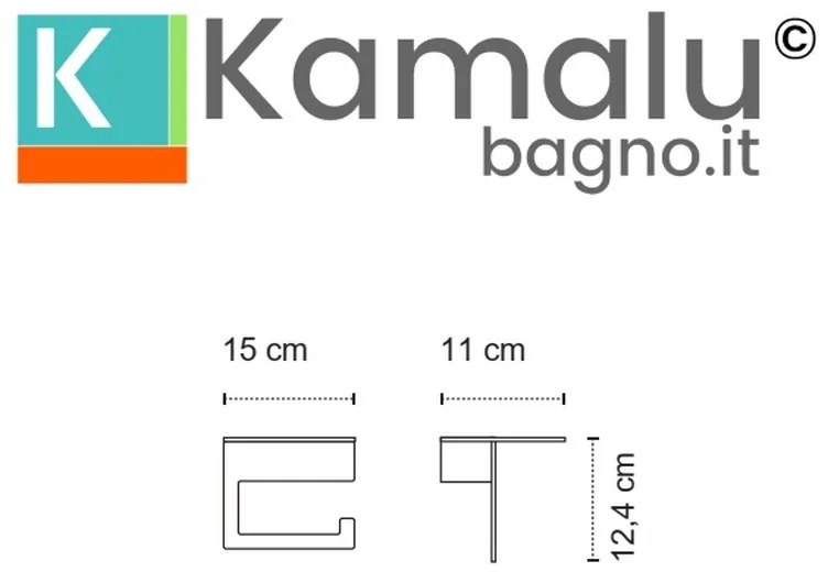 Kamalu - porta rotolo design moderno in acciaio inox finitura nera opaca | nuevo-n