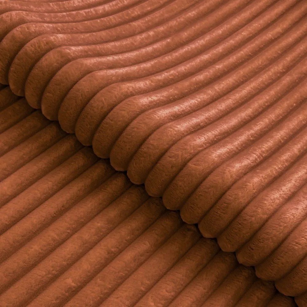 Divano angolare color terracotta (con penisola a destra/a L) con rivestimento in velluto a coste Marbeya – Ropez