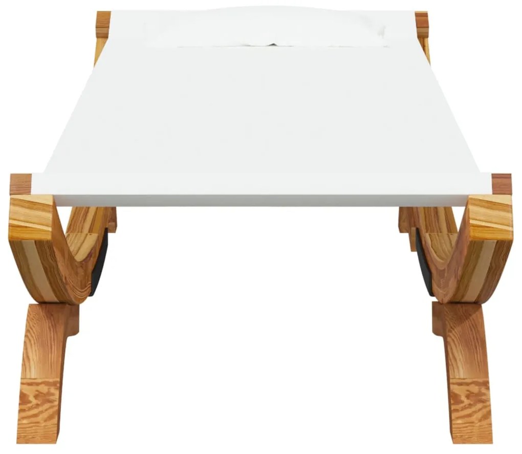 Lettino prendisole 100x188,5x44 cm in legno curvato crema