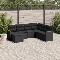 Set Divani da Giardino con Cuscini 7pz Nero Polyrattan 3258604