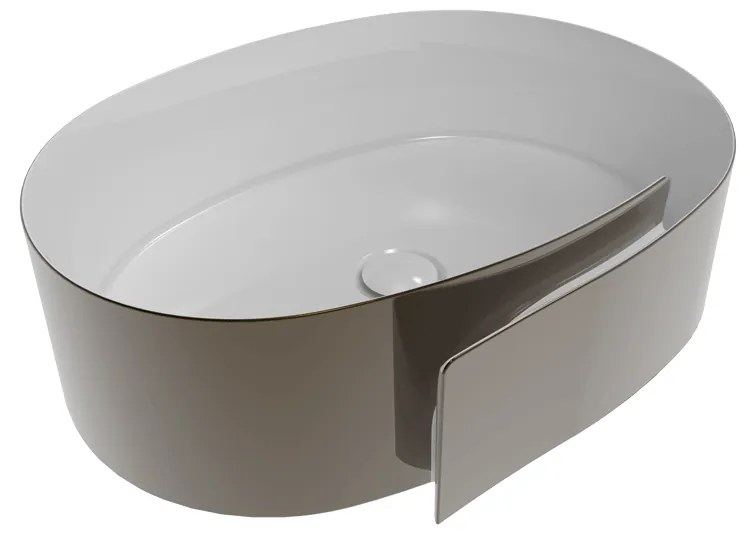 Flaminia Roll 56 Lavabo 56 cm da appoggio di design in ceramica bianco metal platino