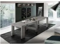 Tavolo da pranzo moderno, Made in Italy, Consolle allungabile fino a 12 posti, con portallunghe, cm 51/300x90h77 Grigio Cenere