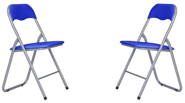 Sedia in metallo pieghevole seduta ecopelle BLU SET 2 PEZZI