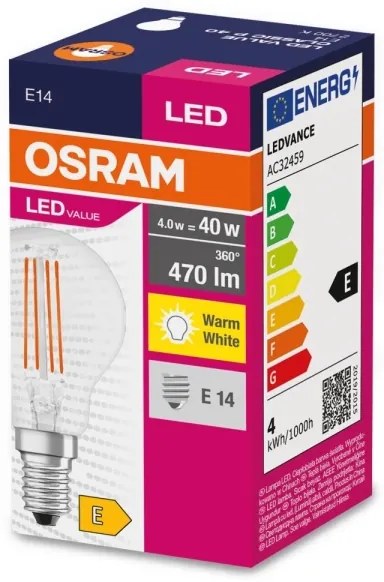 Lampadina LED FILAMENT P40 E14/4W/230V 2700K - Osram