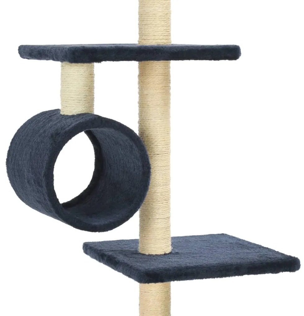 Albero per Gatti con Pali Tiragraffi in Sisal 260 cm Blu Scuro