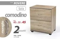 Comodino camera due cassetti rovere cm 40 x 30 x 45 h